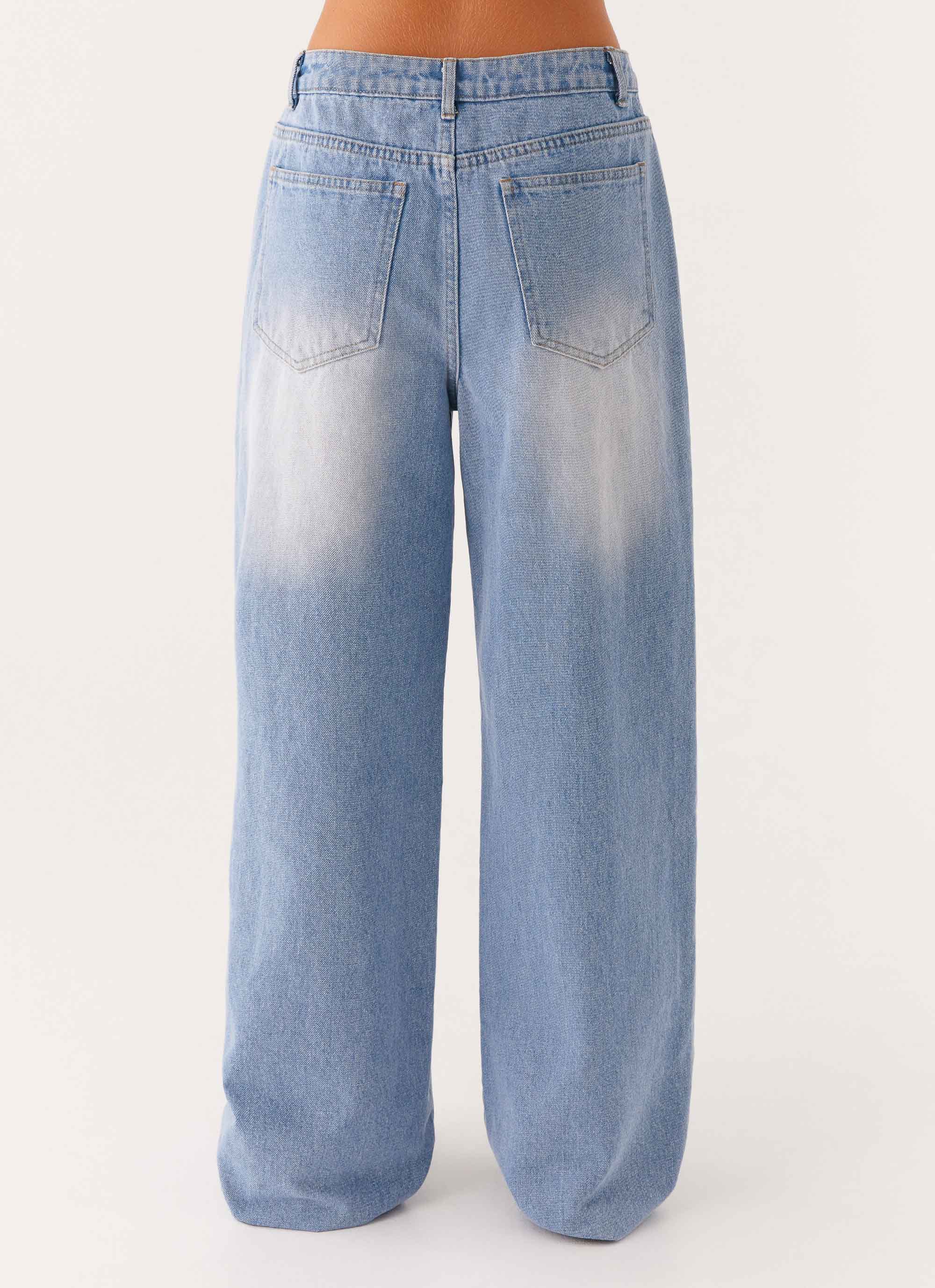 Back Again Straight Leg Denim Jeans - Light Wash Blue