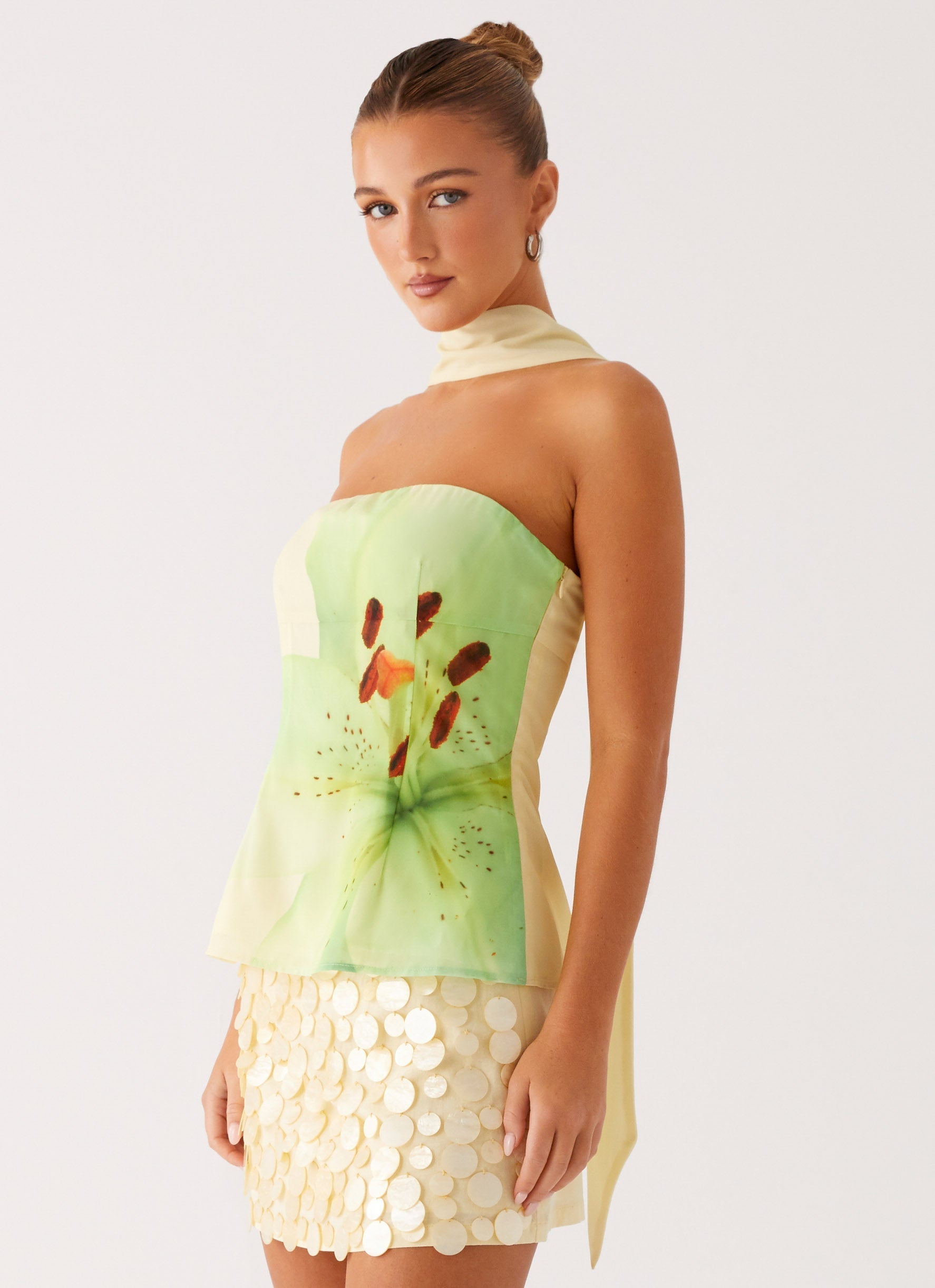 Blaise Scarf Top - Yellow Floral