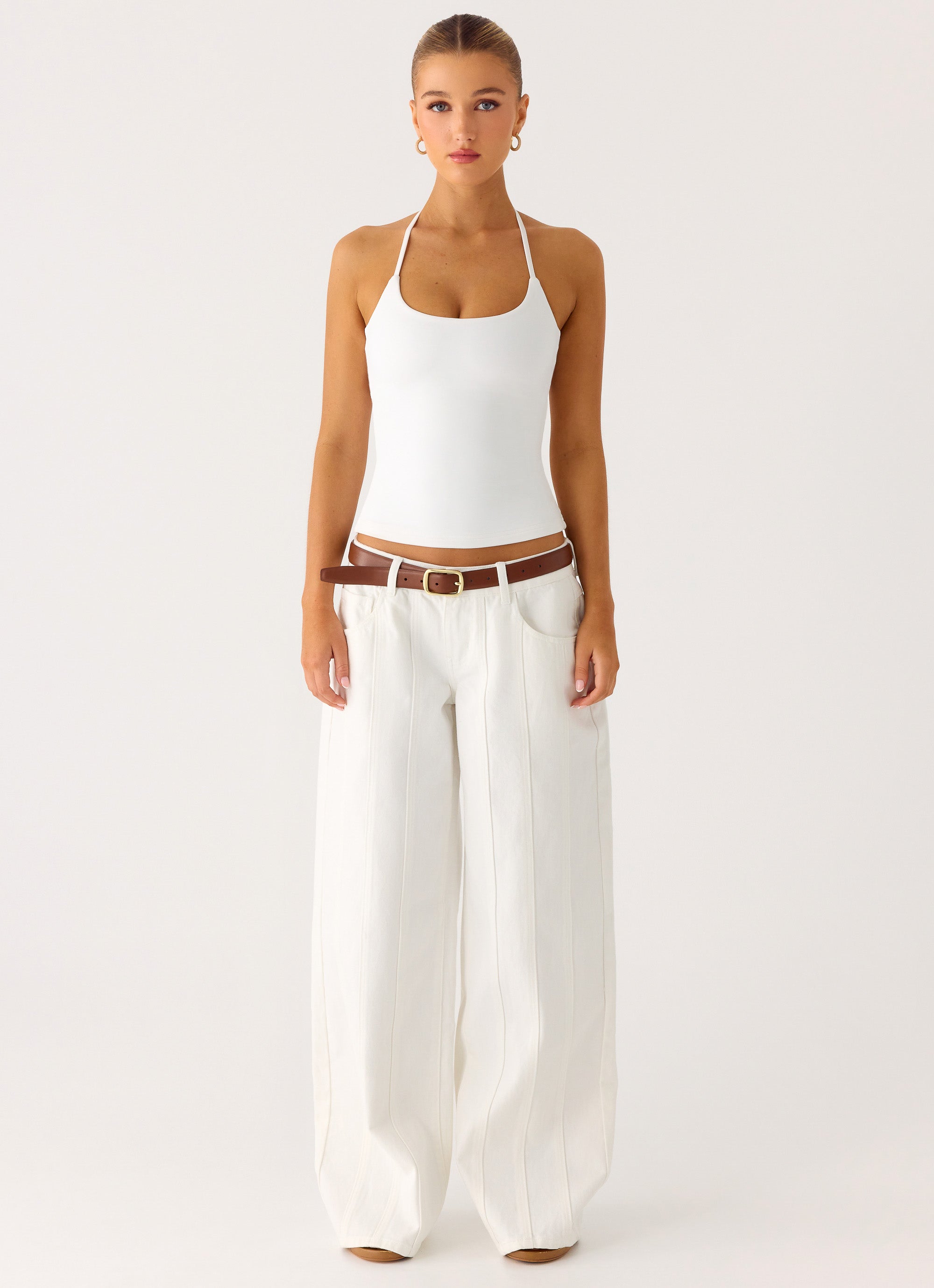 Johnny Low Rise Wide Leg Denim Jeans - White