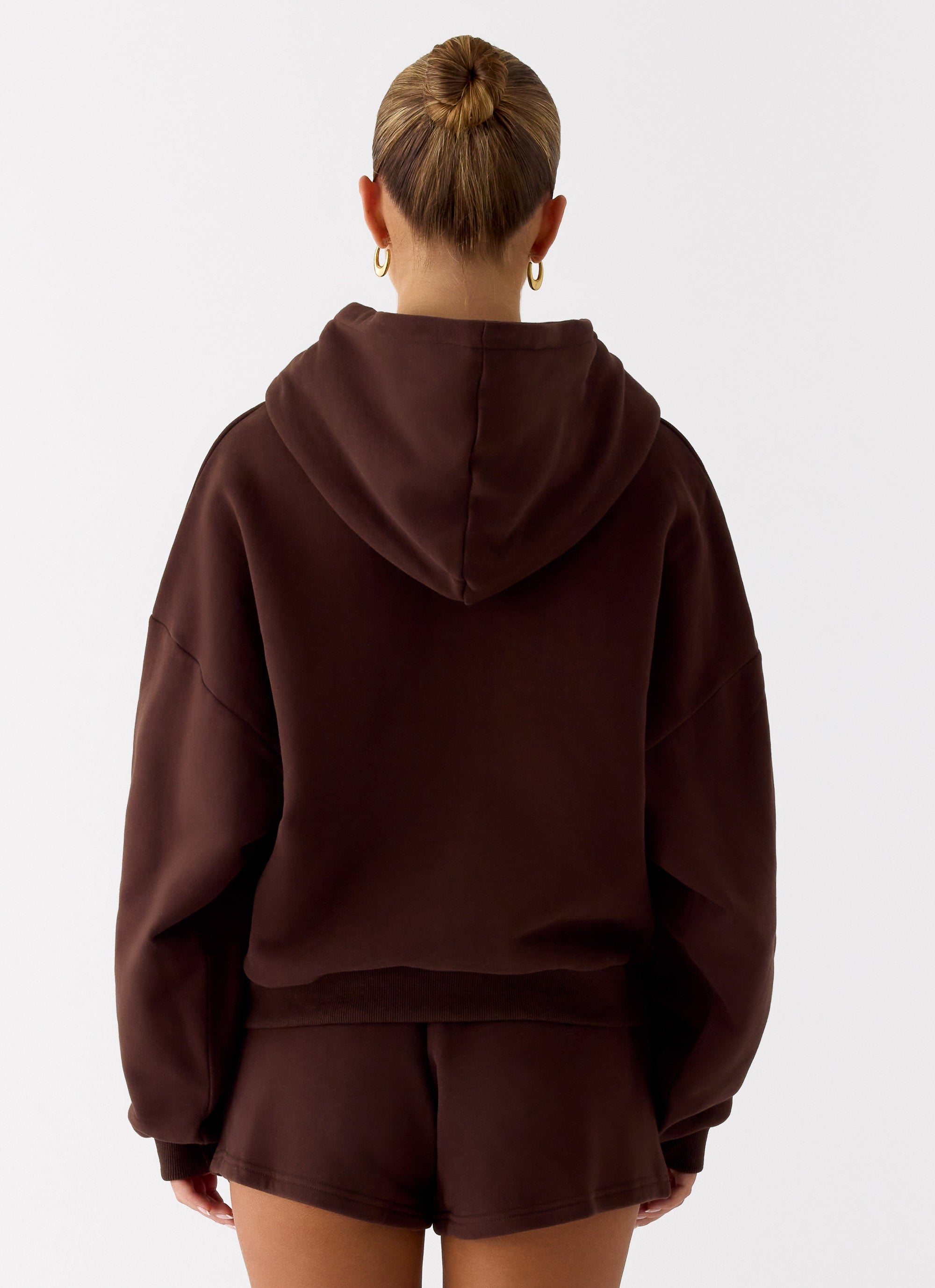 Signature Double Zip Up Hoodie - Chocolate